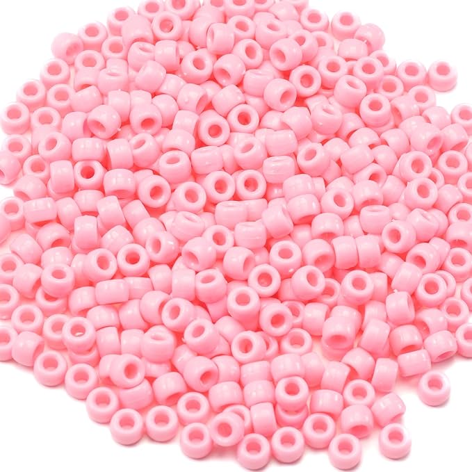 1000 Pcs Acrylic Pink DIY Pony Beads 6x9mm Bulk - Image 2