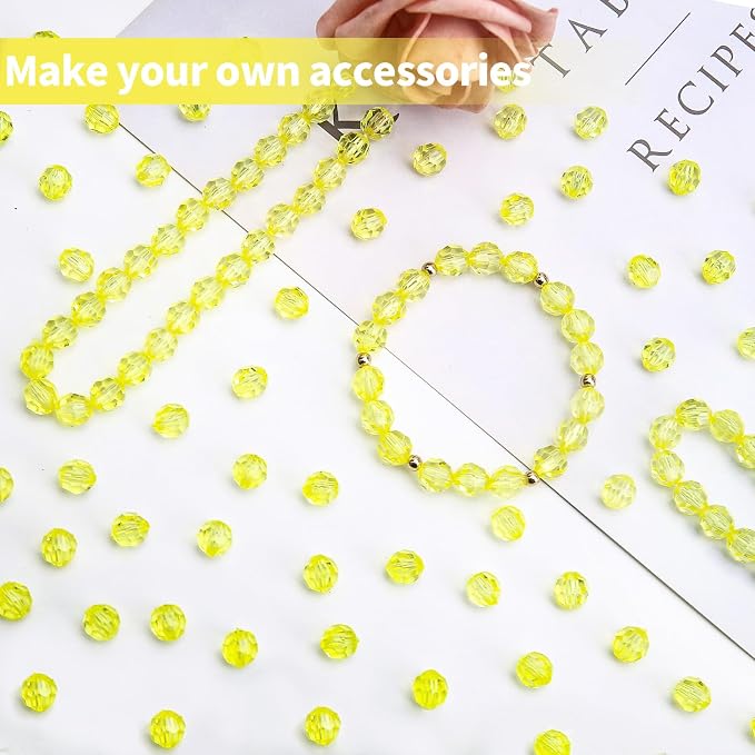 BONNY BOXX 1000pcs 6mm Acrylic Faceted Round Crystal Beads Transparent Citrine - Image 4