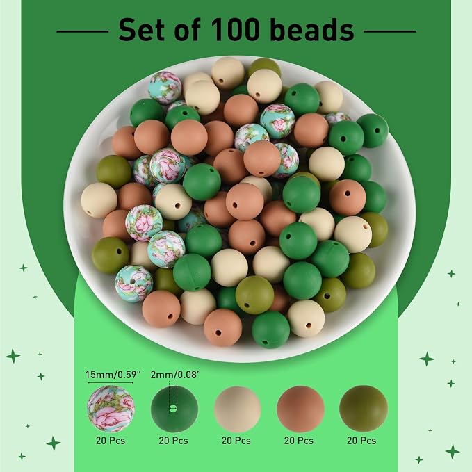 ASTARON 100 Pcs 15mm Silicone Beads - Image 2
