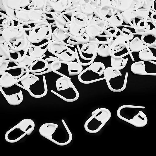 150 PCS Plastic Knitting Stitch Markers for Crocheting, Crochet Stitch Marker for Yarn Crafts Knitting Weaving Locking Plastic Safety Pins Crochet Supplies Accessories, White