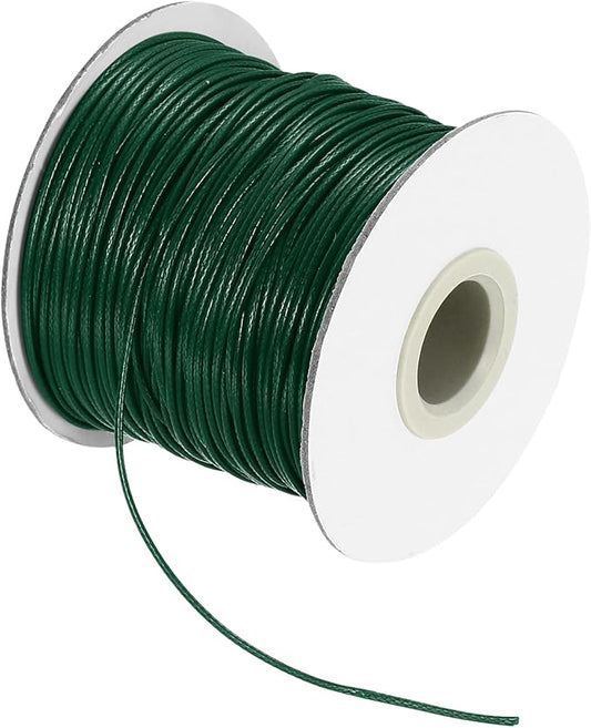 MECCANIXITY Waxed Cord 1mm Waxed Thread 87 Yard Wax String Leather Cord for Bracelet Making, Necklaces, Beading, Jewelry Making and DIY Crafts(Dark Green)
