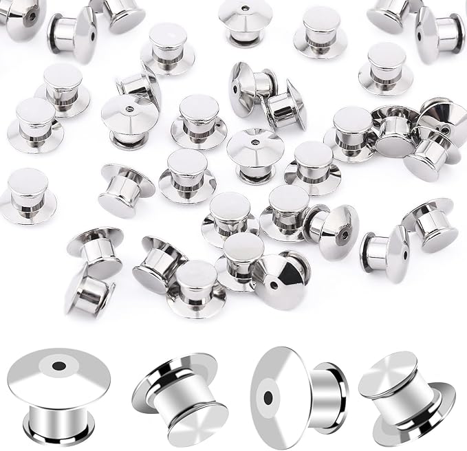DECYOOL 200PCS Metal Locking Pin Backs, Pin Keepers Clasp Pin Backs Locking Buckles for Brooch DIY Crafts Badges Enamel Lapel Needles Pin Lock