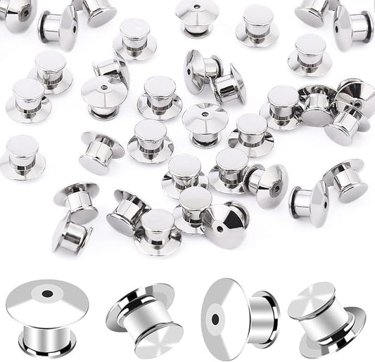 DECYOOL 200PCS Metal Locking Pin Backs, Pin Keepers Clasp Pin Backs Locking Buckles for Brooch DIY Crafts Badges Enamel Lapel Needles Pin Lock