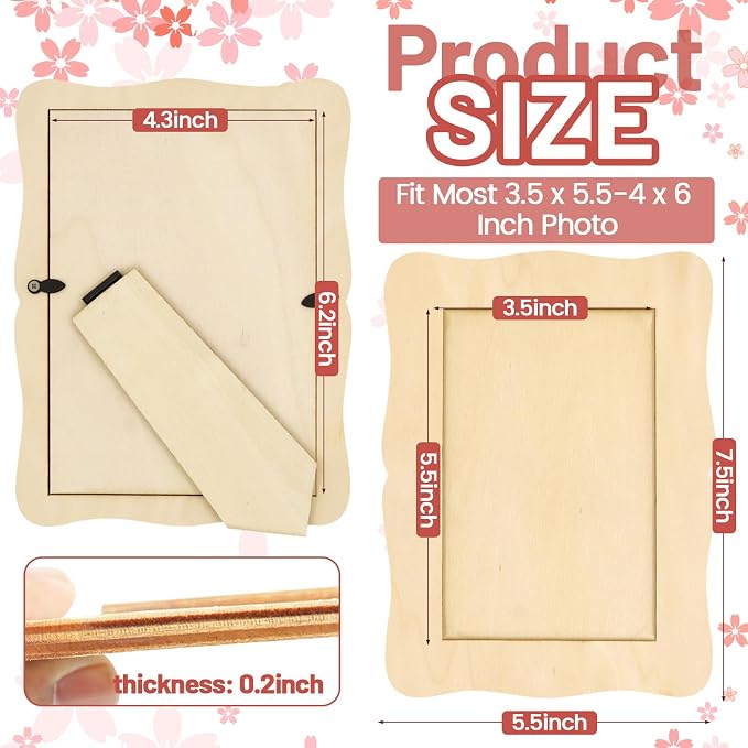 RYKOMO 24 Pack DIY Wooden Picture Frames - Image 2
