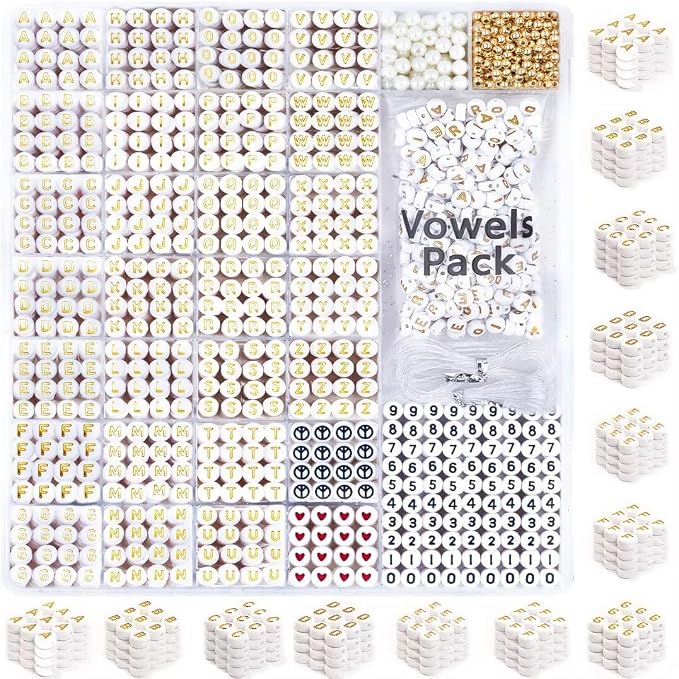 DodoBeads 1650 Pcs Gold Letter Beads by DoDoBeads