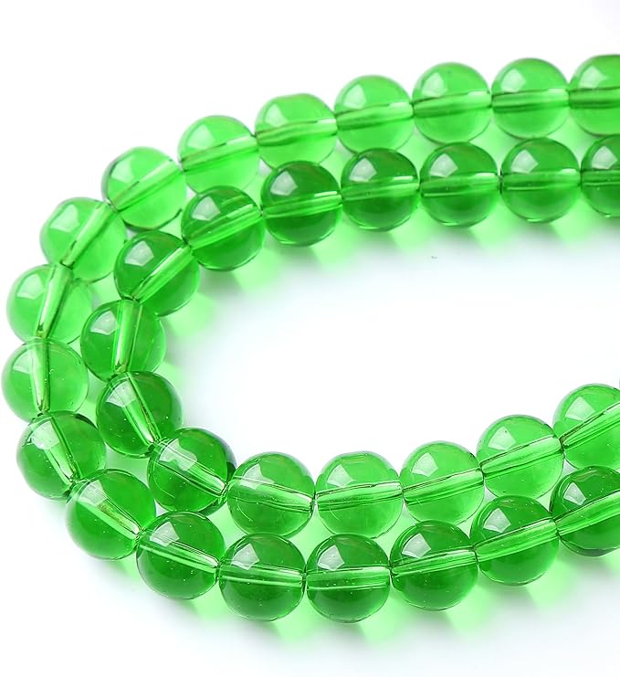 90pcs 4mm Smooth Green Crystal Glass Quartz Beads Round Loose Beads for Jewelry Making DIY Bracelet Necklace 15" Energy Healing Power Stone Beads(4mm, Green Crystal Glass)
