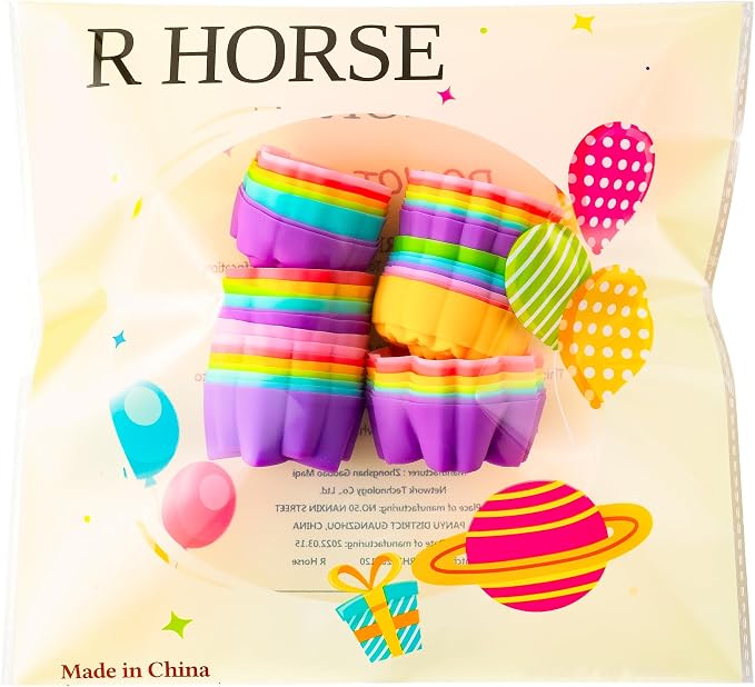 R HORSE 42 Pack Mini Silicone Cupcake Molds | Multi Flower Shaped Baking Cups - Image 7