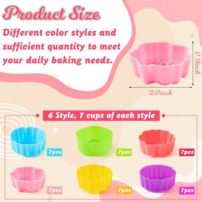 R HORSE 42Pcs Silicone Molds Cupcake 2 Inch Mini Size Reusable Muffins Liners - Image 3