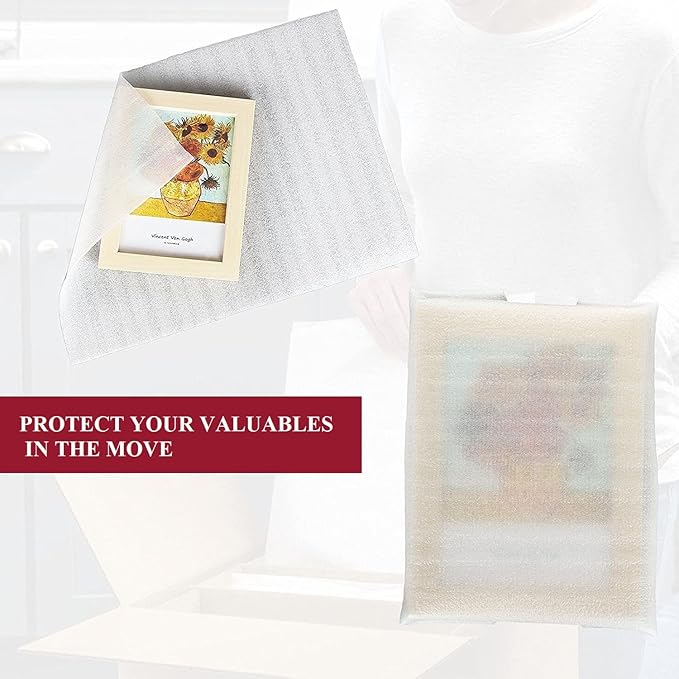 12”x12” Foam Wrap Sheets for Packing Moving Supplies, Cushion Foam Wrap Packing Foam for Dishes, China, Glassware 50 Pack