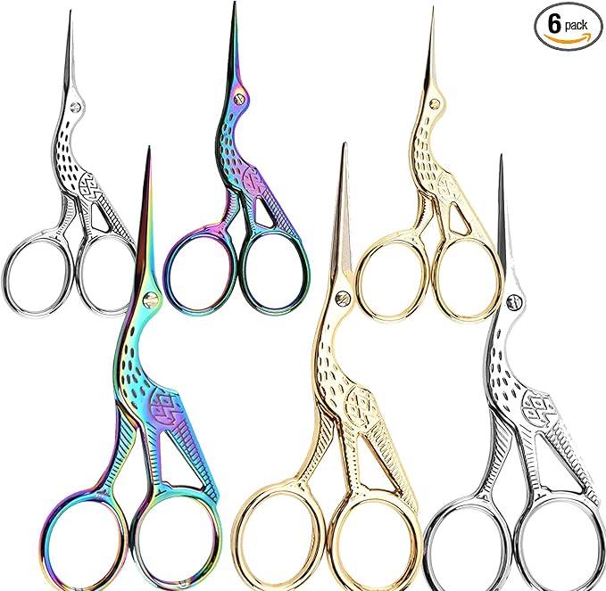 Vintage Stork Shape Sewing Scissors Stainless Steel Tailor Scissors Sharp Sewing Shears for Embroidery, Craft, Art Work & Everyday Use (6, Multicolour)