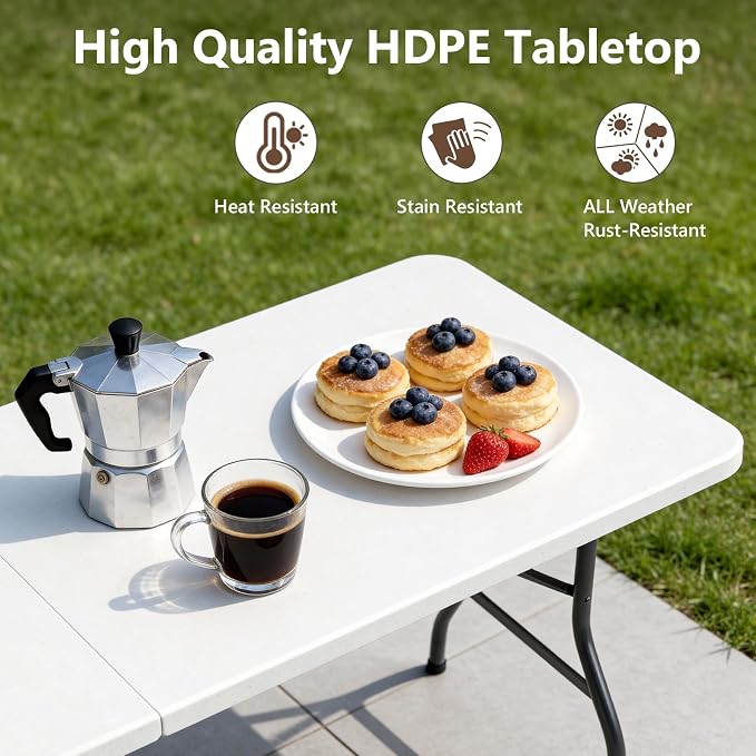 Folding Table 2 Pack, 5 FT Foldable Plastic Table - Image 8