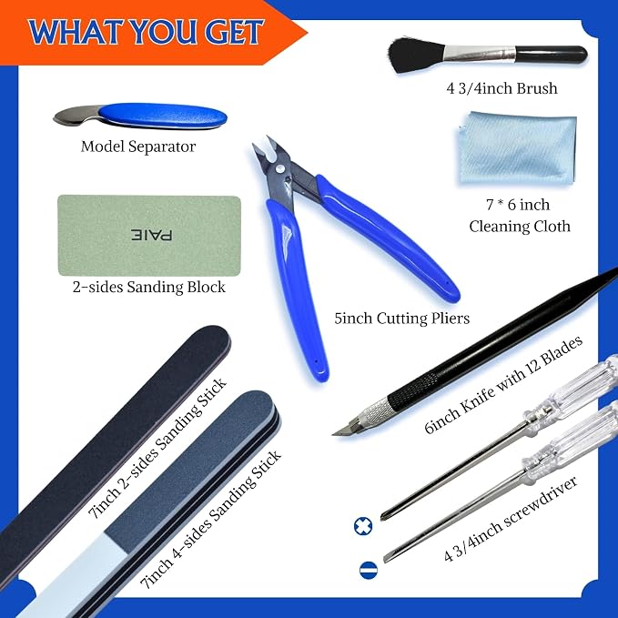 Gundam Model Tools Kit, Screwdriver, Polishing Strip, Blades - Image 2