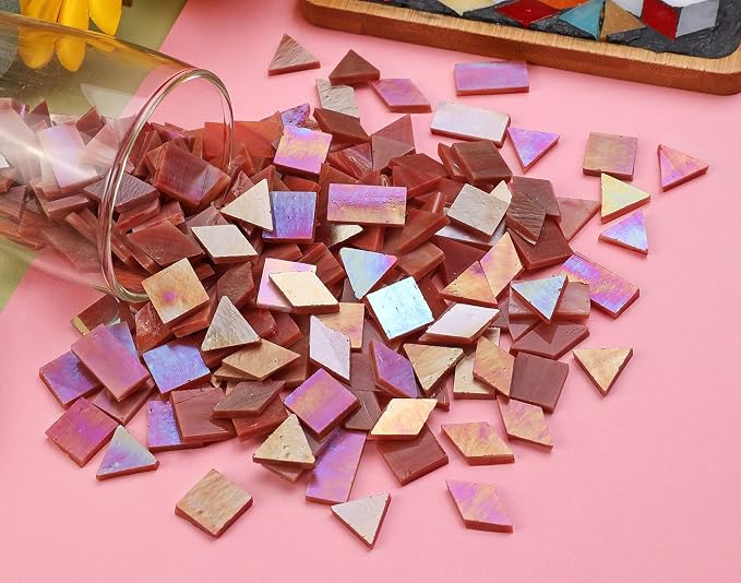 Iridescent Mosaic Glass Tiles 200 Pieces Stained Glass Tile Pieces - Image 5