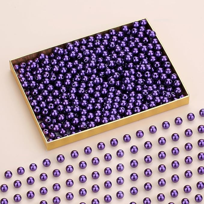 DUQGUHO Purple Pearl Beads for Crafts 8mm Plastic Pearl Beads - Image 2