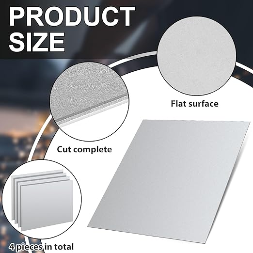 Hicarer 4 Pcs Mild Steel Sheet Cold Rolled 18 Gauge Metal Plate Weldable Metal Sheets for Professional Industrial DIY Use, Clean Surface Easy to Weld (9" X 12")