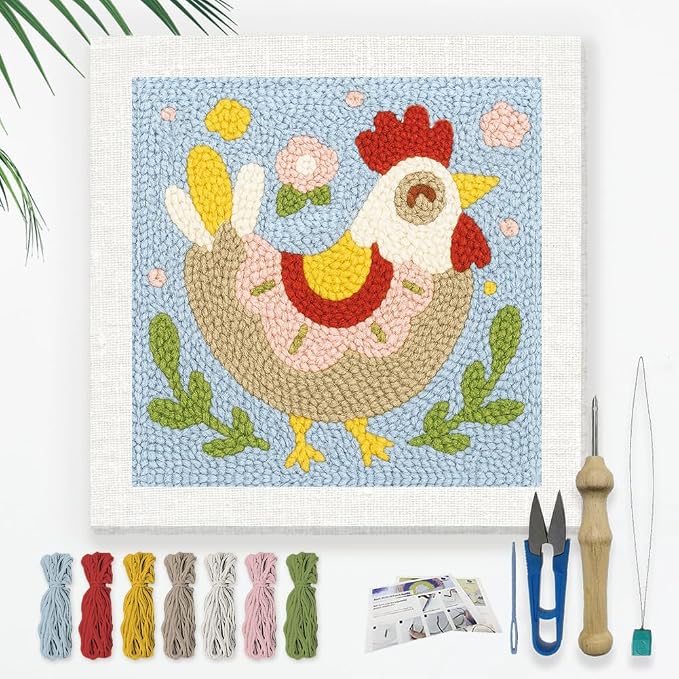 Doodlream Cute Chickens DIY Punch Needle Embroidery Kit by Doodlream