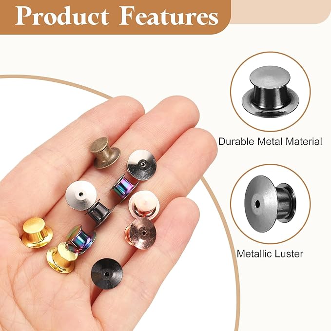 uxcell 40Pcs Metal Locking Pin Backs, Pin Keepers Locking Clasp Flat Head Clamp Needle Back Lock for DIY Brooch Crafts Badges Enamel Lapel, Metallic Black