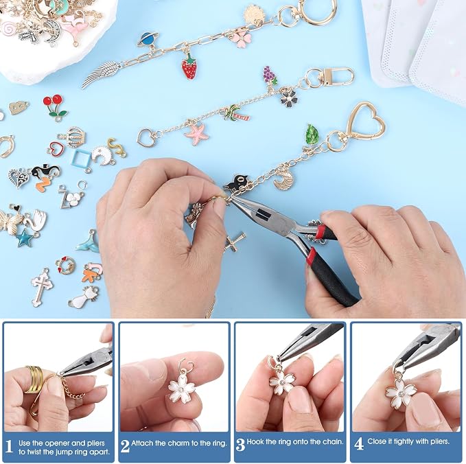 Himake 645Pcs Charms Lip Gloss Keychain Making Kit, DIY Bag Charm Kit - Image 4