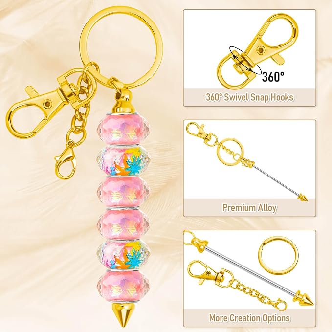 ROADPLUM 12 Pcs Beadable Keychain Bar, Alloy Blank Key Chain Accessories Bulk - Image 3