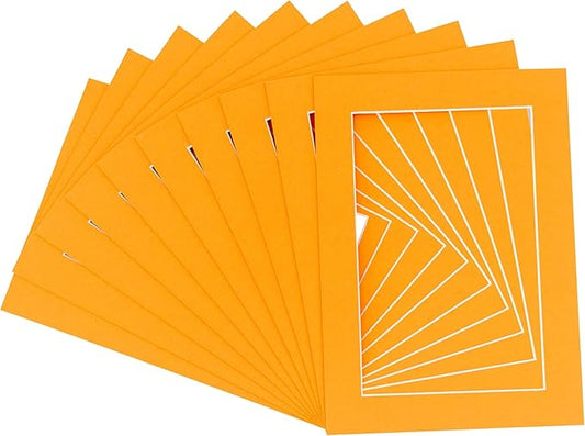 11x14 Mat for 8.5x11 Photo - Precut Orange Picture Matboard for Frames Measuring 11 x 14 Inches - Bevel Cut Matte to Display Art Measuring 8.5 x 11 Inches - Acid Free Pack of 100 MATS