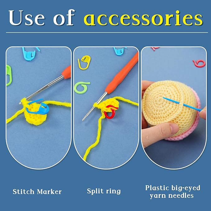34 Pcs Adjustable Crochet Ring Set, 8 Pcs Knitting Ring, Tension Rings for Crocheting, Crochet Ring for Finger, Stitch Markers Plastic Needles for Crocheting, Crochet Accessories with Storage Box