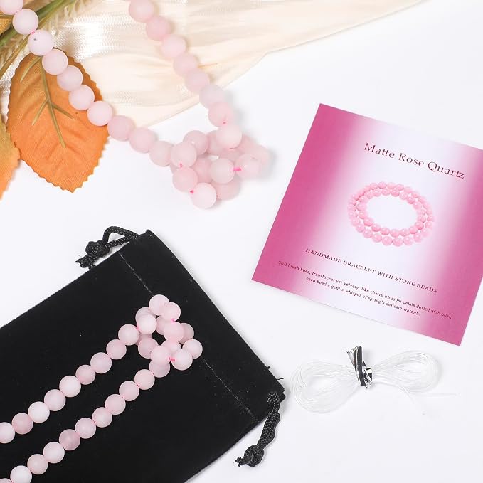 8mm Matte Rose Quartz Bead, 15-Inch Matte Round Loose Stone Beads - Image 2