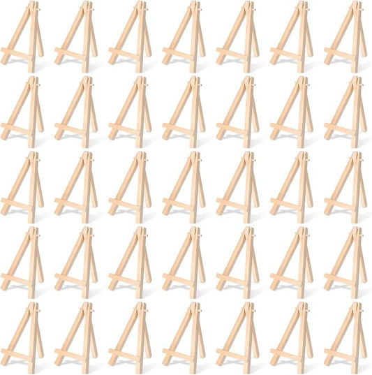 100 Pcs Mini Wood Display Easel Stands 5 Inch Small Wooden Canvas Easels A-Shaped Tripod Small Easels Arts Crafts Easels for Small Canvas Holder, Crafts, Signs, Photos, DIY Crafts, Home Decoration