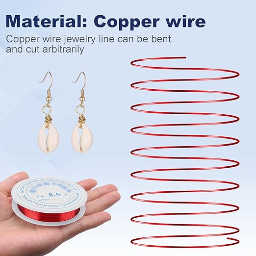 10 Rolls Copper Jewelry Wire, 10 Assorted Colors 0.6 mm Dia. Beading Wire for Jewelry Making Bracelet Earrings Rings Necklaces Flower Craft Projects