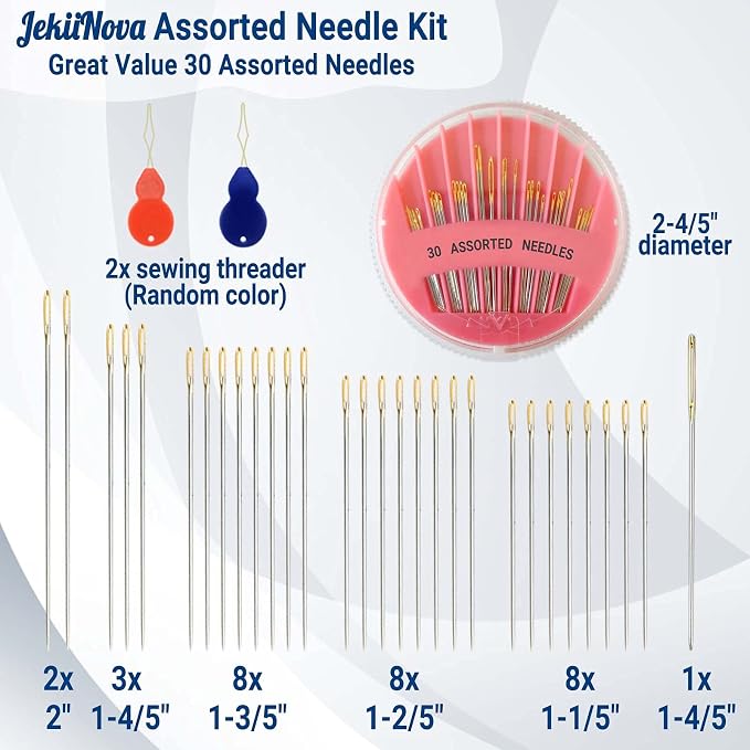 30 Pack Premium Hand Sewing Needles, 6 Sizes Assorted Sewing Needles - Image 6