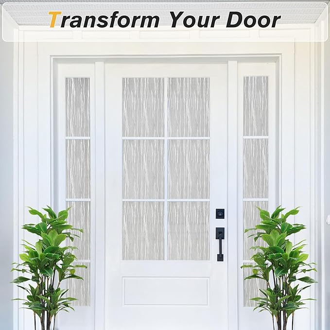Haton Window Privacy Film, Frosted Glass Privacy Window Clings, Sun Blocking Frosting Opaque Coverings, Static Cling Removable Decorative Stickers for Home Door, Non-Adhesive 17.5" x 78.7"