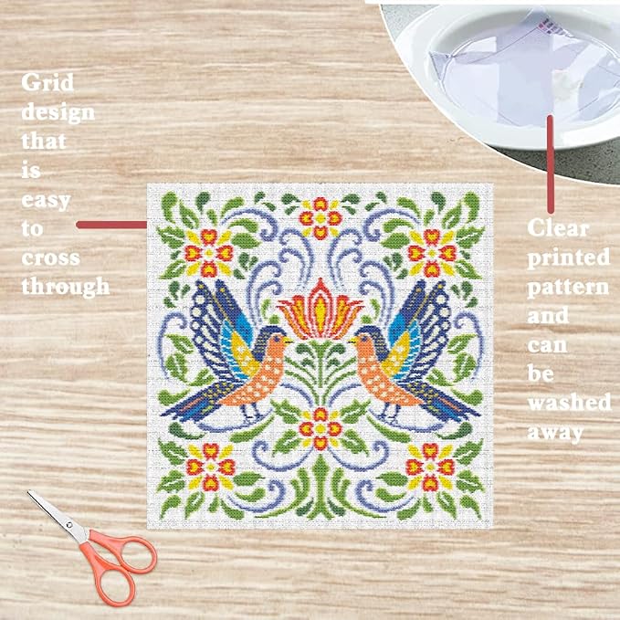 FREEBLOSS 11CT Vector Flowers Stamped Cross Stitch Kits Complete Embroidery Kits - Image 3