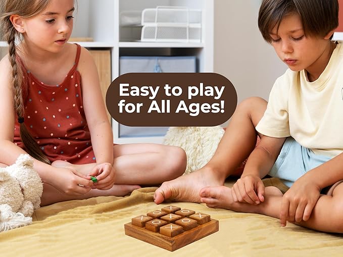 BSIRI Wooden XO Blocks (L) Tic Tac Toe Board Games - Ideal for Kids Games, Family Games and Game Night for Adults, Farmhouse Decor for Coffee Table Decor and Unique Gifts for All Occasion (5.5 Inch)