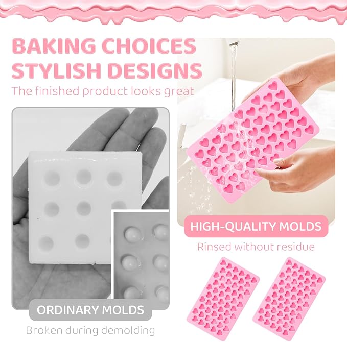 2PCS Silicone Molds for Chocolate, Heart Molds, Reusable Candy Molds - Image 5