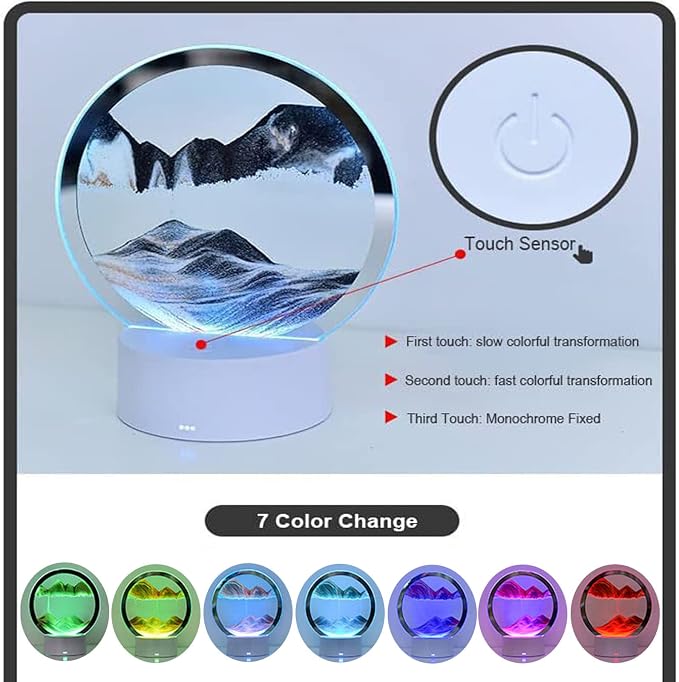 3D Moving Sand Art with Remote Control, 360° Rotating Hourglass Lights - Image 5
