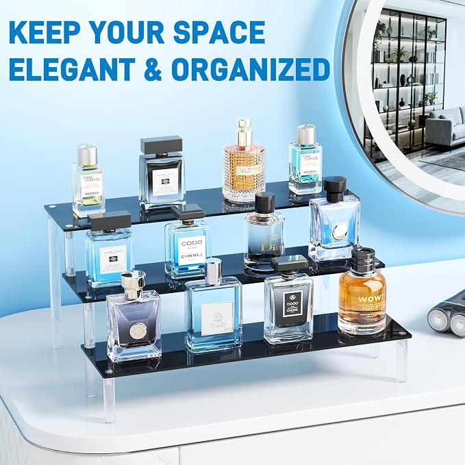 2 Packs Acrylic Display Stand Riser, 3 Tier Perfume Organizer Cupcake Stand | - Image 3