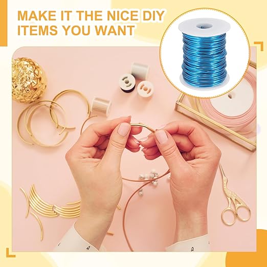 uxcell 12 Gauge / 2mm Anodized Aluminum Wire for Jewelry Craft Making, 102 Feet Bendable Flexible Wire for DIY Home Decor Gardening Sculpture, Blue