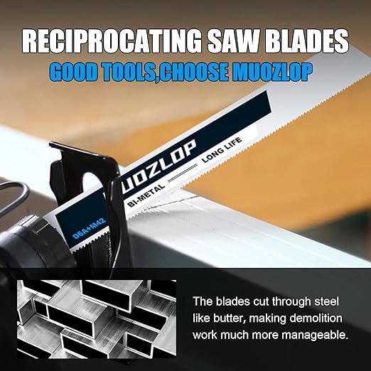 10 Pack 9 inch Reciprocating Saw Blades Set,14 TPI High Carbon Saw Blades, Metal Saw Blades with Organizer Case (10, 14TPI/225mm)