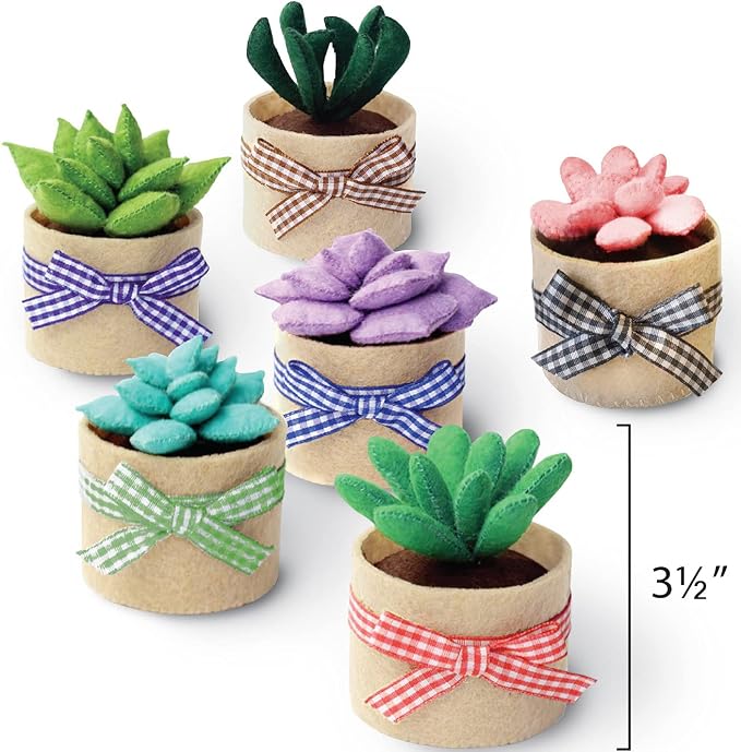 Glittery Garden Felt Succulent Craft Kit. Sewing Project to Make 6 Plushies | - Image 4
