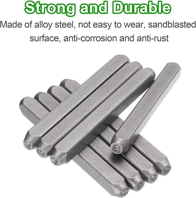 HARFINGTON 36pcs Metal Stamping Kit 5/64" (2mm) Steel Uppercase Letter and Number Punch Set (A-Z / 0-8 / "&" Symbol) Punch Press Tool with Case for Imprinting Metal Plastic Wood Leather