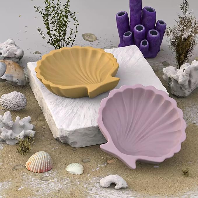 2PCS Ocean Theme Resin Molds, Seashell Silicone Epoxy Casting Mould for DIY Jewelry Plate Candy Container Storage Home Decor