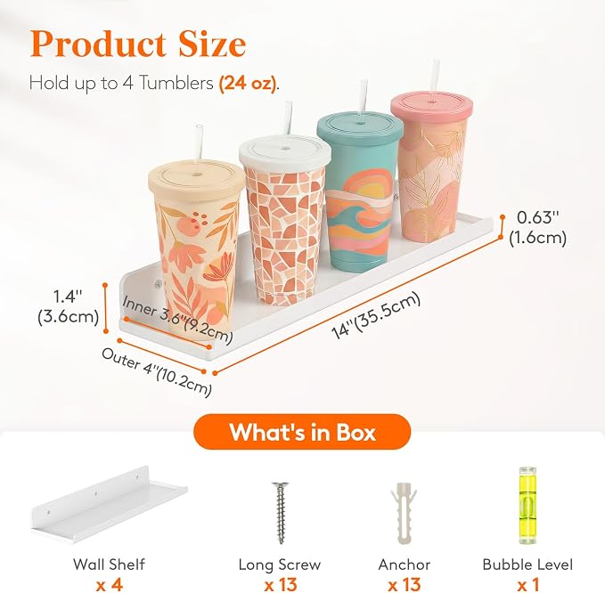 Lifewit Floating Shelves for Bathroom, Acrylic Display Shelf Wall Mounted for - Image 2