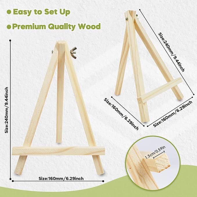 26 Pack 9 Inch Wood Easels, Easel Stand for Painting Canvases, Art, and Crafts,Tripod,Painting Party Easel,Kids Student Tabletop Easels for Painting,Portable A-Frame Tripod Tabletop Easel Set