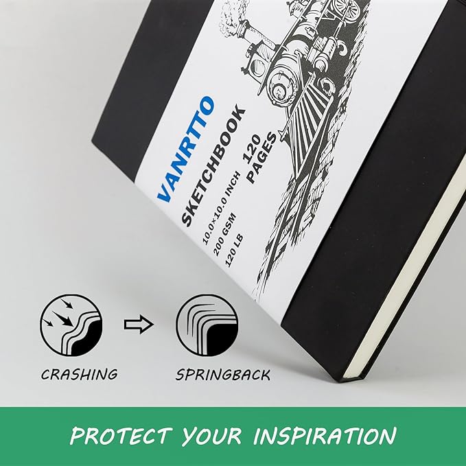 Vanrtto Hardcover Sketch Book, Square Mixed Media Sketchbook 8x8 Inch | - Image 4