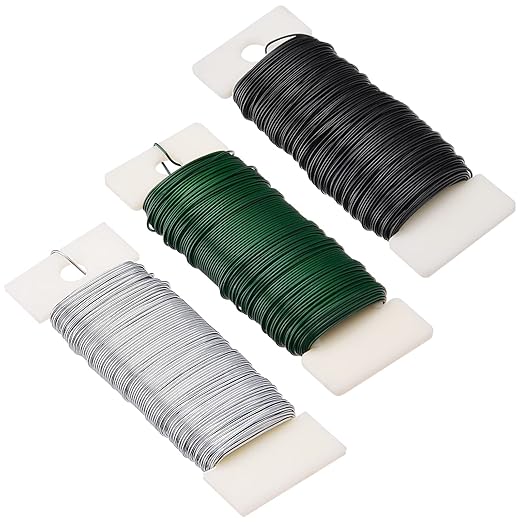 Hapeper 22 Gauge Floral Flexible Paddle Wire for Christmas Wreath Tree, Flower Arrangements, 3 Pack 114 Yards (Multicolored)