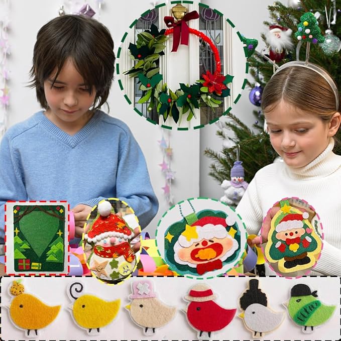 24 Pcs Felt Sheets for Crafts, 8 X 12 Inch Christmas Red Yellow White Fabric, 1mm Thick A4 Stiff Sheets for Patchwork