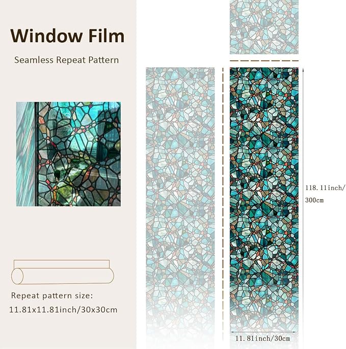 funlife Original Hand-Drawn Faux Stained Glass Window Film, Double-Sided Static - Image 3