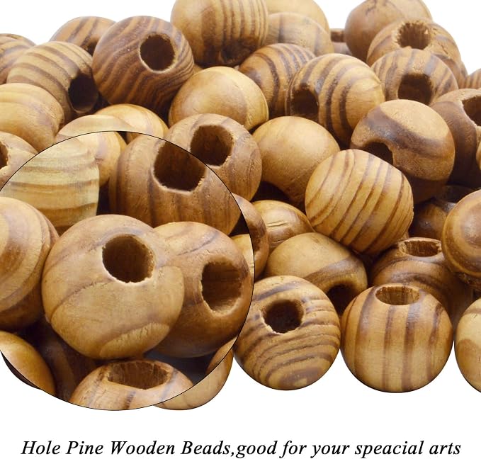 Natural Wooden Beads, 100 Pieces 18mm Diameter Round Loose Spacer Beads Large - Image 4