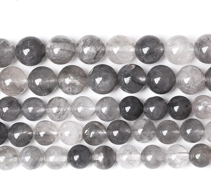 90pcs 4mm Natural Grey Cloud Crystal Stone Beads for Jewelry Making Energy Healing Power Stone Beads DIY Bracelet Necklace Accessories 15"(4mm, Grey Cloud Crystal)