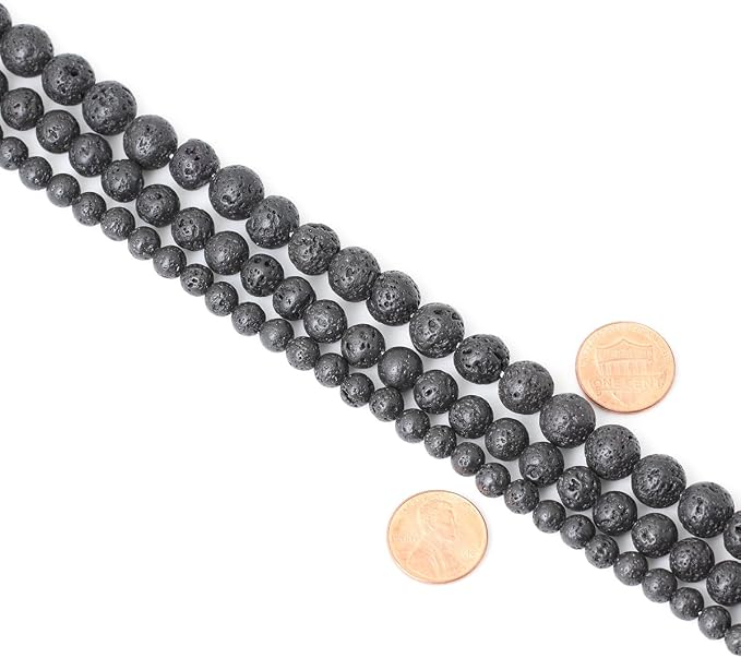 6mm 60PCS Black Lava Volcanic Stone Gemstone Round Loose Beads - Image 6
