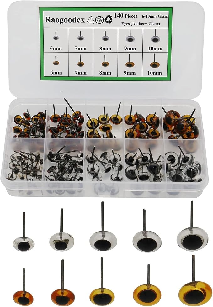 140Pcs Needle Felting Eyes 6-10mm mini Glass Amber - Image 4